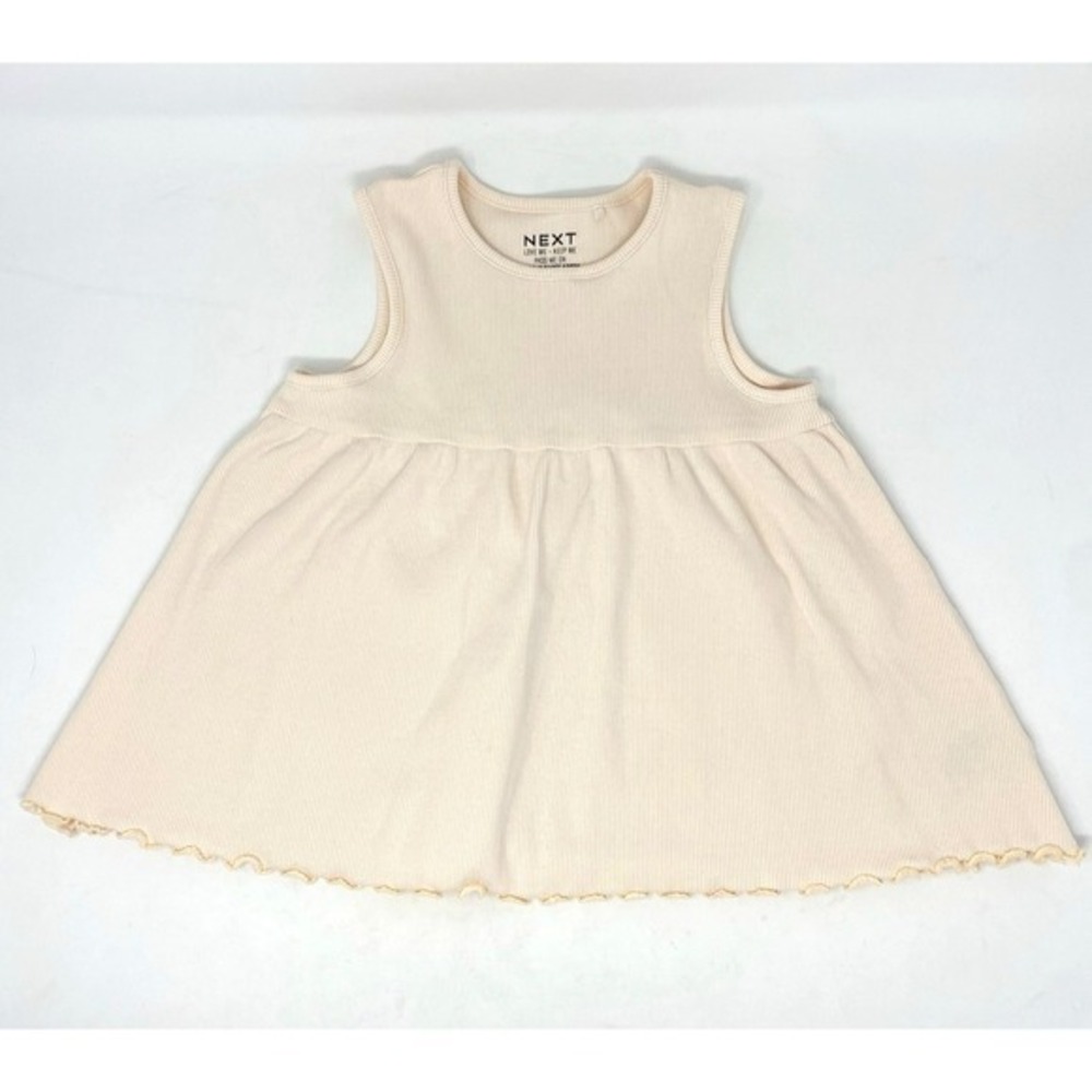 NEXT Girls Pink Summer Dress 4-5 Yrs Sleeveless‎ Lettuce Hem Coastal Preppy